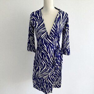 DIANE VON FURSTENBERG DVF Purple Zebra Print Wrap Dress Size 6